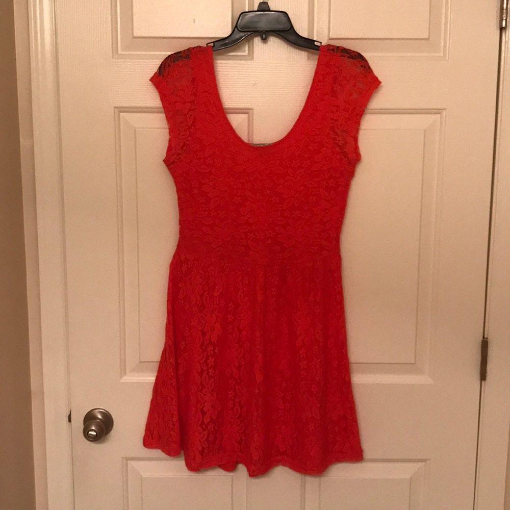 Orange Lace Floral Dress